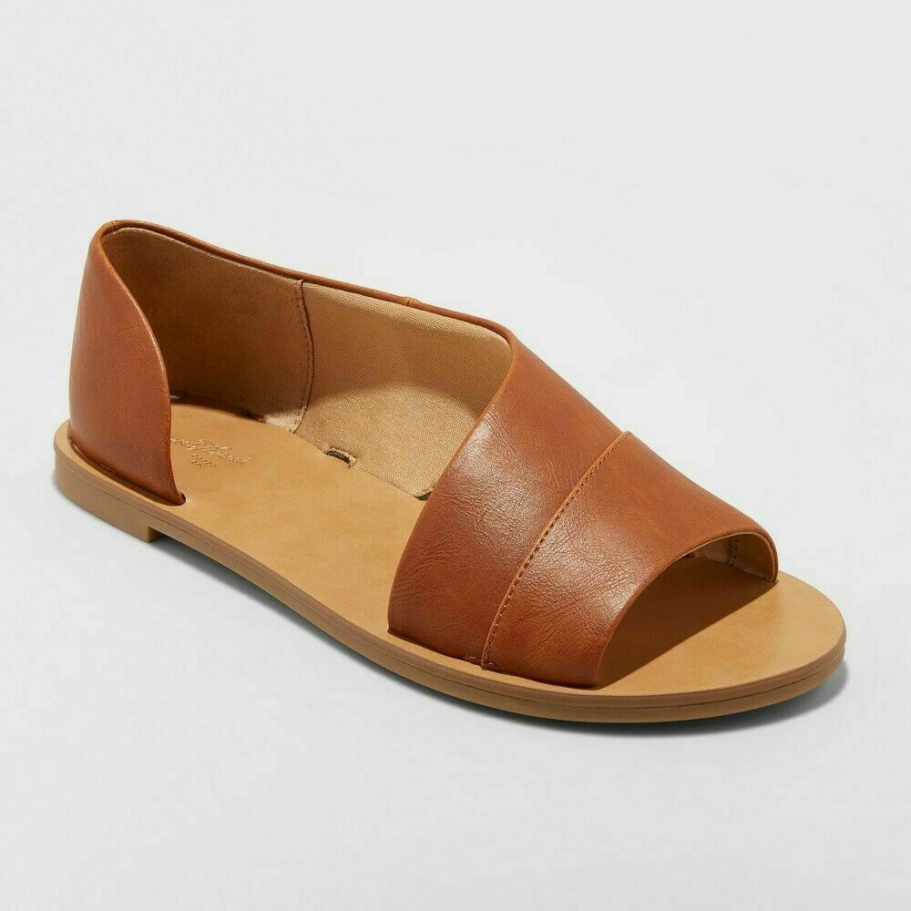 Universal Thread Women's Lissa Asymmetrical Slide Sandals Cognac